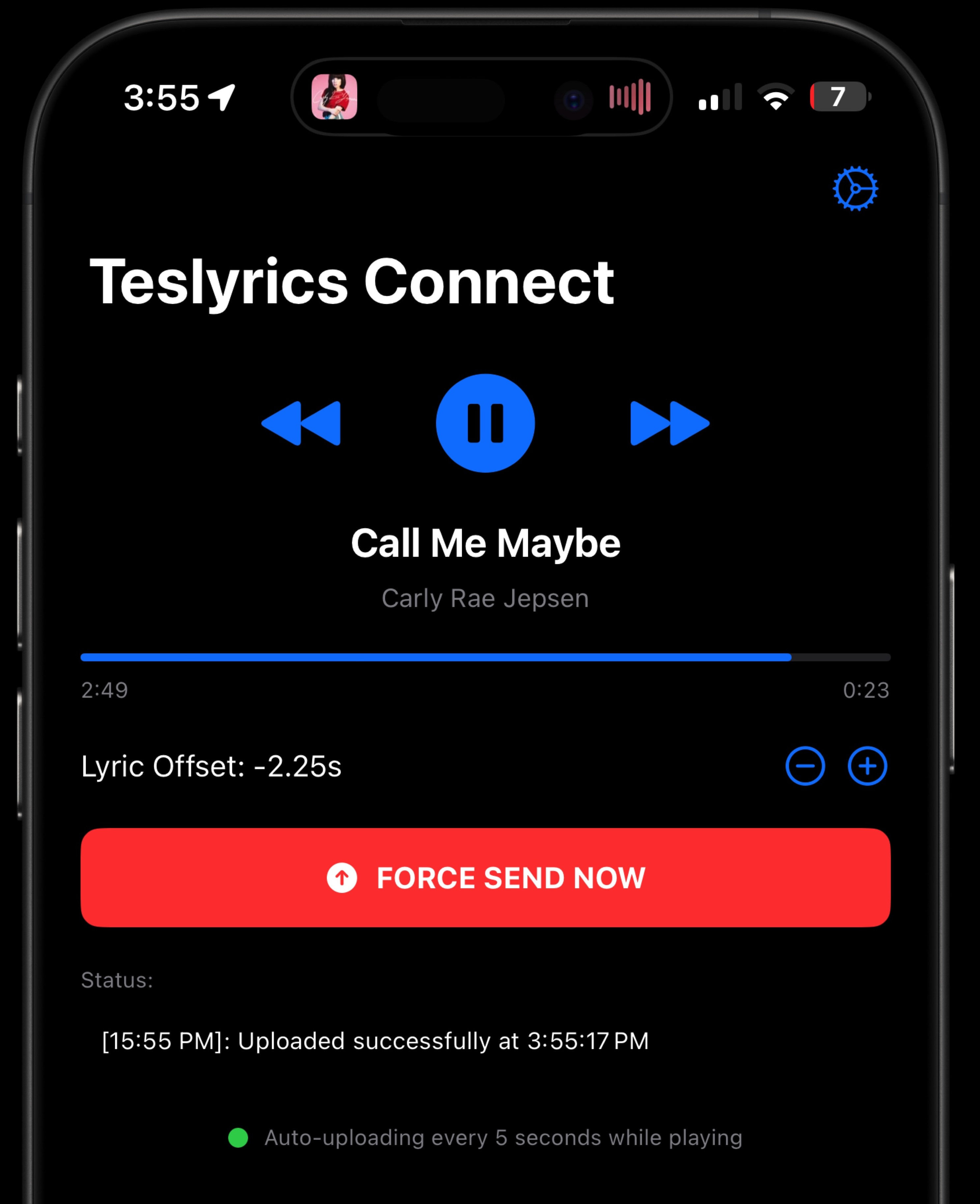 Teslyrics iOS companion app